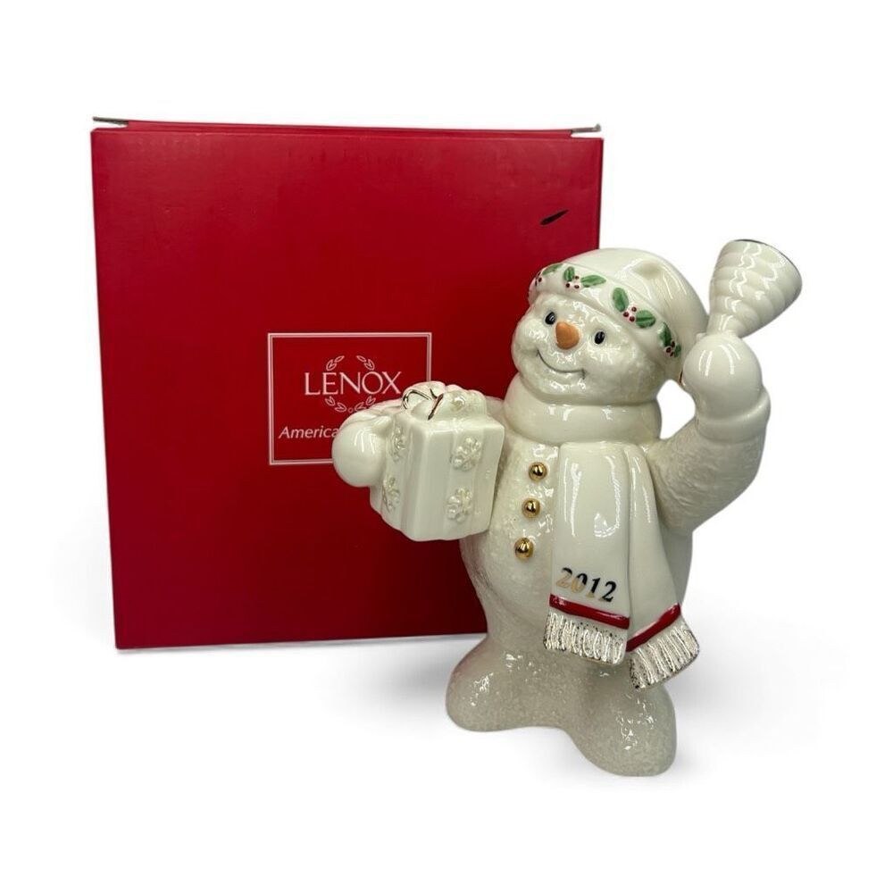 Lenox 2012 Annual 6” Snowman Figurine Holiday Collectible with 24K Gold Accents